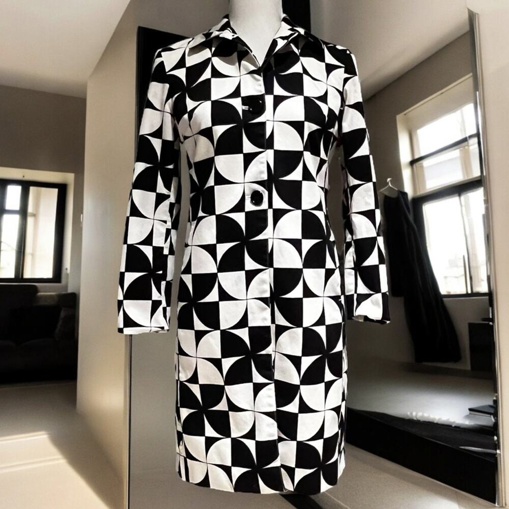 NEW Nine West Vault Vintage Trench Coat Nine West Mod Geometric Retro Flowers